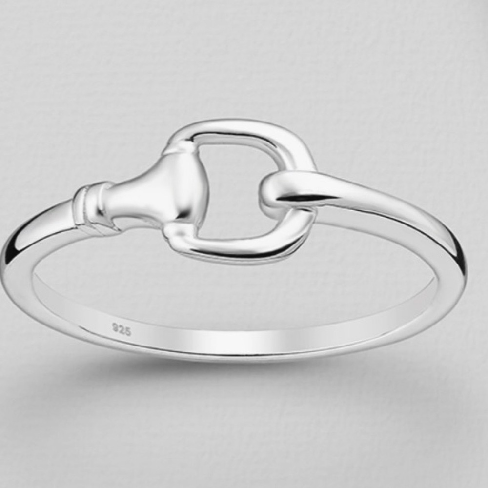 Sterling Silver Horsebit Ring - Silver